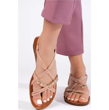Dámské sandále Světle růžové nazouvací sandály s propletenými pásky MS067P Velikost: 36