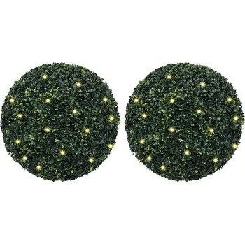umělá květina Umělé buxus koule s LED světly 2 ks zelené 52 cm Zelená3335897