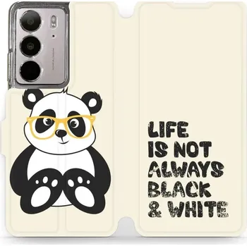 Pouzdro na mobilní telefon Flipové pouzdro Mobiwear - Realme C75 - M041S Panda - life is not (Knížkové flip pouzdro, obal, kryt na mobil Realme C75 - M041S Panda - life is not, materiál Umělá kůže + TPU - ochrana 360°, stojánek, silikonová vanička, magnetické zavírání)