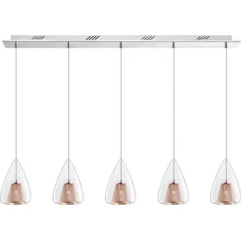 NOVA LUCE závěsné svítidlo HUGO chromovaný hliník čiré sklo a růžový zlatý rám G9 5x5W bez žárovky 1600200505