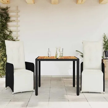 3dílný zahradní bistro set s poduškami černý polyratan Černý3277127