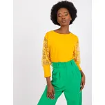 Tmavě žluté tričko s krajkovými rukávy RV-BZ-7551.19-dark yellow Velikost: M