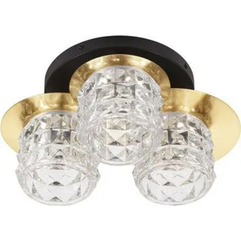 NOVA LUCE stropní svítidlo LAWAN lesklá zlatá a matný černý kov strukturované sklo E14 3x5W 230V IP20 bez žárovky 9009293