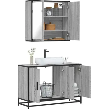 Koupelnový nábytek 2dílný set koupelnového nábytku šedý sonoma kompozitní dřevo Šedá3300893