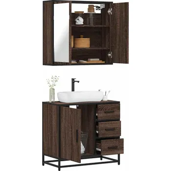 Koupelnový nábytek 2dílný set koupelnového nábytku hnědý dub kompozitní dřevo Hnědá3300899