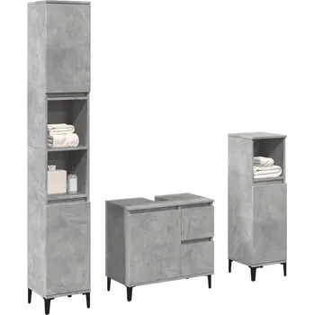 Koupelnový nábytek 3dílný set koupelnového nábytku betonově šedý kompozitní dřevo Šedá3324946