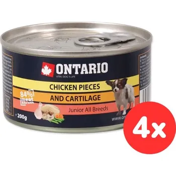 Krmivo pro psa Konzerva ONTARIO Junior Chicken Pieces, Cartilage 4x200g