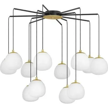 NOVA LUCE závěsné svítidlo THE EGG zlatá a matný černý kov lesklé opálové sklo G9 12x5W 230V IP20 bez žárovky 9009261