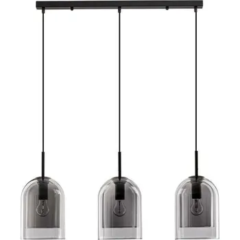 NOVA LUCE závěsné svítidlo VELOR dvouvrstvé kouřové sklo černý kabel černá kovová základna E27 3x12W 230V IP20 bez žárovky 9236720