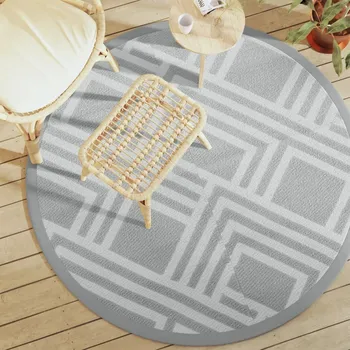 Pikniková deka Venkovní koberec ARAKIL šedý Ø 160 cm PP Šedá368569