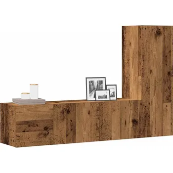 Televizní stolek Nástěnné TV skříňky 3 ks starého dřeva kompozitní dřevo Hnědá3328957