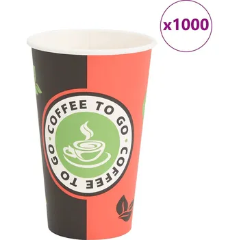 Papírové kelímky na kávu 1000 pcs 16oz 400ml červeno-černý Červená4102789