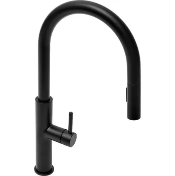 Vodovodní baterie SAT Stojánková dřezová baterie s vytahovací sprškou, 2 proudy, černá, SATBSD286C