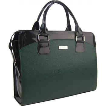 Kabelka PUNCE LC-01 zelená lakovaná dámská kabelka pro notebook do 15.6 palce