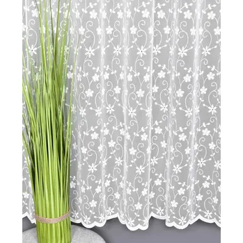 Záclona Záclona řecký tyl, Květy metráž, bílá