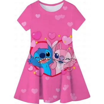 Dívčí šaty Dívčí šaty Lilo & Stitch Barva: růžové - v srdci (CDDAZ80191), Velikost: 130/7-8T