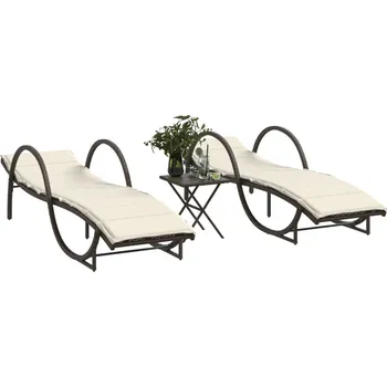 Zahradní lehátko Zahradní lehátka 2 ks se stolkem hnědá polyratan Hnědá368264