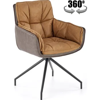 Jídelní židle Jídelní otočné křeslo ANDREA — kov, látka, ekokůže, hnědá