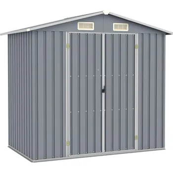 Zahradní domek Zahradní přístřešek šedý 205 x 129 x 183 cm pozinkovaná ocel Šedá46298