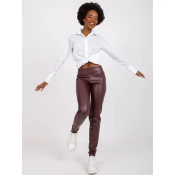 Dámské legíny Tmavě červené koženkové legíny RV-LG-6007.11-dark red Velikost: S