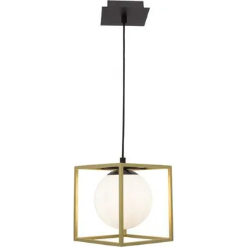 NOVA LUCE závěsné svítidlo JULIET mosaz a černý kov bílé opálové sklo E14 1x12W IP20 bez žárovky 9206401