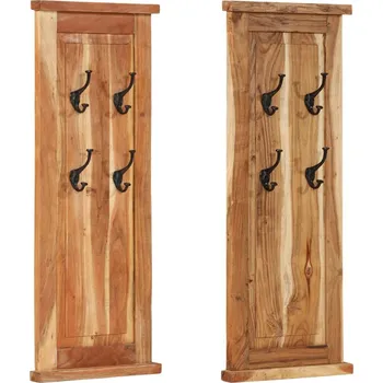 Věšák Věšáky na kabáty 2 ks masivní akáciové dřevo 38 x 100 cm Hnědá337854