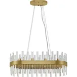 NOVA LUCE závěsné svítidlo CROWN saténový zlatý kov a čirý křišťál (56 ks) G9 10x5W 230V IP20 bez žárovky 9695217