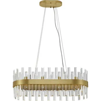 NOVA LUCE závěsné svítidlo CROWN saténový zlatý kov a čirý křišťál (56 ks) G9 10x5W 230V IP20 bez žárovky 9695217