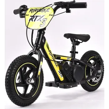 Odrážedlo Beneo Dětské elektrické odrážedlo RIRIBIKE RTX3 24V (12”), žluté, Lithiová baterie, 100W motor, Kotoučová brzda, Nastavitelné měkké PU sedátko
