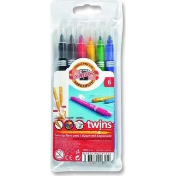 Fixy popisovače pro děti, sada fixů Koh-I-Noor, oboustranná sada fixů pro děti, 6 ks