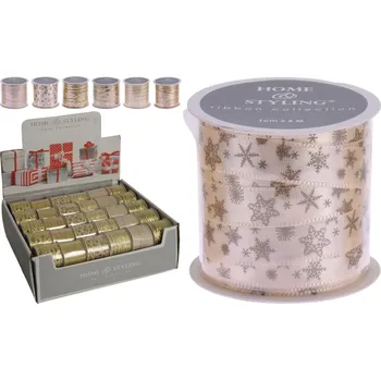 Stuha Stuha textilní 500cmx1cm, zlatá, 6druhů, dárková