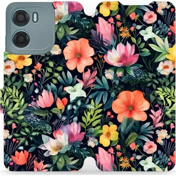 Pouzdro na mobilní telefon Flipové pouzdro Mobiwear - Motorola Moto G05 - VP48S Pestré kvítky (Knížkové flip pouzdro, obal, kryt na mobil Motorola Moto G05 - VP48S Pestré kvítky, materiál Umělá kůže + TPU - ochrana 360°, stojánek, silikonová vanička, magnetické zavírání)