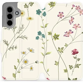 Pouzdro na mobilní telefon Flipové pouzdro Mobiwear - Samsung Galaxy A36 5G - MD03S Tenké rostlinky s květy (Knížkové flip pouzdro, obal, kryt na mobil Samsung Galaxy A36 5G - MD03S Tenké rostlinky s květy, materiál Umělá kůže + TPU - ochrana 360°, stojánek, silikonová vanička,)