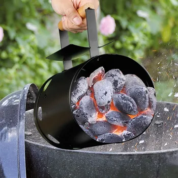 Zahradní gril Haushalt international Komínový podpalovač grilu na dřevěné uhlí, černý 834863