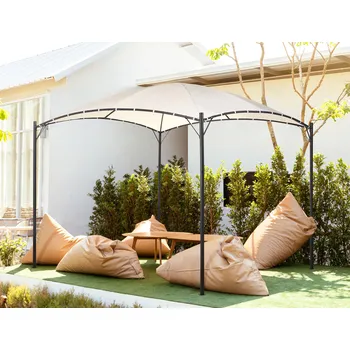Pergola Pergola béžová polyester ocel 305 x 305 cm látkové stínidlo kovová konstrukce zahradní altán Beliani