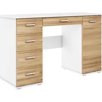 Psací stůl Psací stůl do studentského pokoje ABS B2 - Agat Bílá / Zlatý Dub 124x75 cm