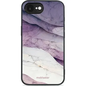 Pouzdro na mobilní telefon Lesklý kryt Mobiwear Glossy - Apple iPhone 16e - G028G - Bílý a fialový mramor (Prémiové lesklé pouzdro, obal, kryt Mobiwear Glossy na mobil Apple iPhone 16e - G028G - Bílý a fialový mramor, materiál Plast + TPU silikon - krytí po všech stranách,)