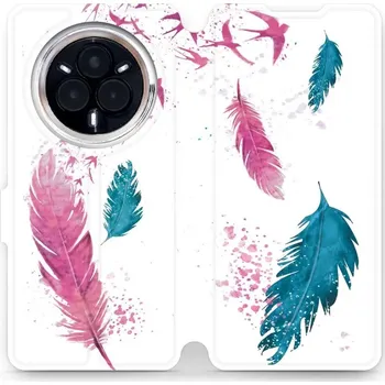 Pouzdro na mobilní telefon Flipové pouzdro Mobiwear - Realme 14 Pro Plus 5G - MR08S Pírka (Knížkové flip pouzdro, obal, kryt na mobil Realme 14 Pro Plus 5G - MR08S Pírka, materiál Umělá kůže + TPU - ochrana 360°, stojánek, silikonová vanička, magnetické zavírání)