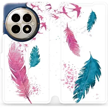 Pouzdro na mobilní telefon Flipové pouzdro Mobiwear - OnePlus 13 - MR08S Pírka (Knížkové flip pouzdro, obal, kryt na mobil OnePlus 13 - MR08S Pírka, materiál Umělá kůže + TPU - ochrana 360°, stojánek, silikonová vanička, magnetické zavírání)