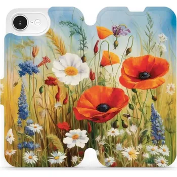 Pouzdro na mobilní telefon Flipové pouzdro Mobiwear - Apple iPhone 16e - VP43S Letní louka (Knížkové flip pouzdro, obal, kryt na mobil Apple iPhone 16e - VP43S Letní louka, materiál Umělá kůže + TPU - ochrana 360°, stojánek, silikonová vanička, magnetické zavírání)