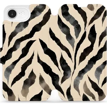 Pouzdro na mobilní telefon Flipové pouzdro Mobiwear - Apple iPhone 16e - VA53S Zebří (Knížkové flip pouzdro, obal, kryt na mobil Apple iPhone 16e - VA53S Zebří, materiál Umělá kůže + TPU - ochrana 360°, stojánek, silikonová vanička, magnetické zavírání)