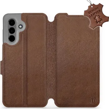 Pouzdro na mobilní telefon Kožené flip pouzdro Mobiwear - Samsung Galaxy A26 5G - Hnědé (Kožené knížkové pouzdro, obal, kryt na mobil Samsung Galaxy A26 5G, Hnědé, materiál Genuine Leather, ochrana 360°, stojánek, silikonová vanička, magnetické zavírání)