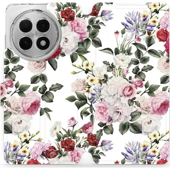 Pouzdro na mobilní telefon Flipové pouzdro Mobiwear - OnePlus 13R - MD01S Růže na bílé (Knížkové flip pouzdro, obal, kryt na mobil OnePlus 13R - MD01S Růže na bílé, materiál Umělá kůže + TPU - ochrana 360°, stojánek, silikonová vanička, magnetické zavírání)