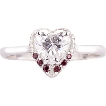 Prsten granát - stříbrný prsten - srdce (3293Z) Velikost: 63, povrchová úprava: zlacené