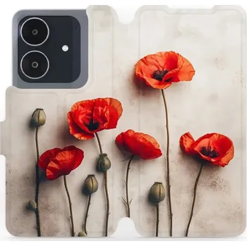 Pouzdro na mobilní telefon Flipové pouzdro Mobiwear - Realme Note 60 - VP42S Vlčí máky (Knížkové flip pouzdro, obal, kryt na mobil Realme Note 60 - VP42S Vlčí máky, materiál Umělá kůže + TPU - ochrana 360°, stojánek, silikonová vanička, magnetické zavírání)