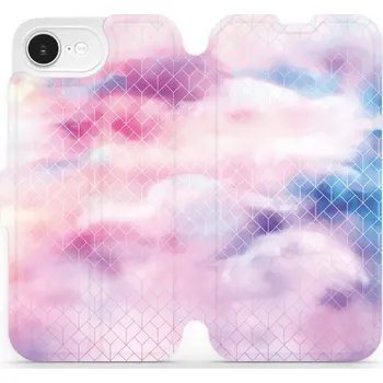 Pouzdro na mobilní telefon Flipové pouzdro Mobiwear - Apple iPhone 16e - MR02S Vodovkové obrazce (Knížkové flip pouzdro, obal, kryt na mobil Apple iPhone 16e - MR02S Vodovkové obrazce, materiál Umělá kůže + TPU - ochrana 360°, stojánek, silikonová vanička, magnetické zavírání)