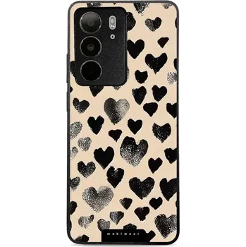 Pouzdro na mobilní telefon Lesklý kryt Mobiwear Glossy - Realme C75 - GA51G Černá srdíčka (Prémiové lesklé pouzdro, obal, kryt Mobiwear Glossy na mobil Realme C75 - GA51G Černá srdíčka, materiál Plast + TPU silikon - krytí po všech stranách, neošoupatelný potisk, tenké provedení,)