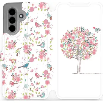Pouzdro na mobilní telefon Flipové pouzdro Mobiwear - Samsung Galaxy A36 5G - M120S Strom a ptáčci (Knížkové flip pouzdro, obal, kryt na mobil Samsung Galaxy A36 5G - M120S Strom a ptáčci, materiál Umělá kůže + TPU - ochrana 360°, stojánek, silikonová vanička, magnetické zavírání)