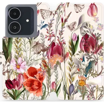 Pouzdro na mobilní telefon Flipové pouzdro Mobiwear - Realme Note 60 - MP01S Rozkvetlá louka (Knížkové flip pouzdro, obal, kryt na mobil Realme Note 60 - MP01S Rozkvetlá louka, materiál Umělá kůže + TPU - ochrana 360°, stojánek, silikonová vanička, magnetické zavírání)