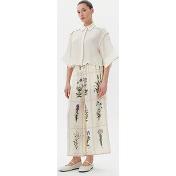 Dámská móda Weekend Max Mara Kalhoty culottes Lory 2515131012 Écru Relaxed Fit 42